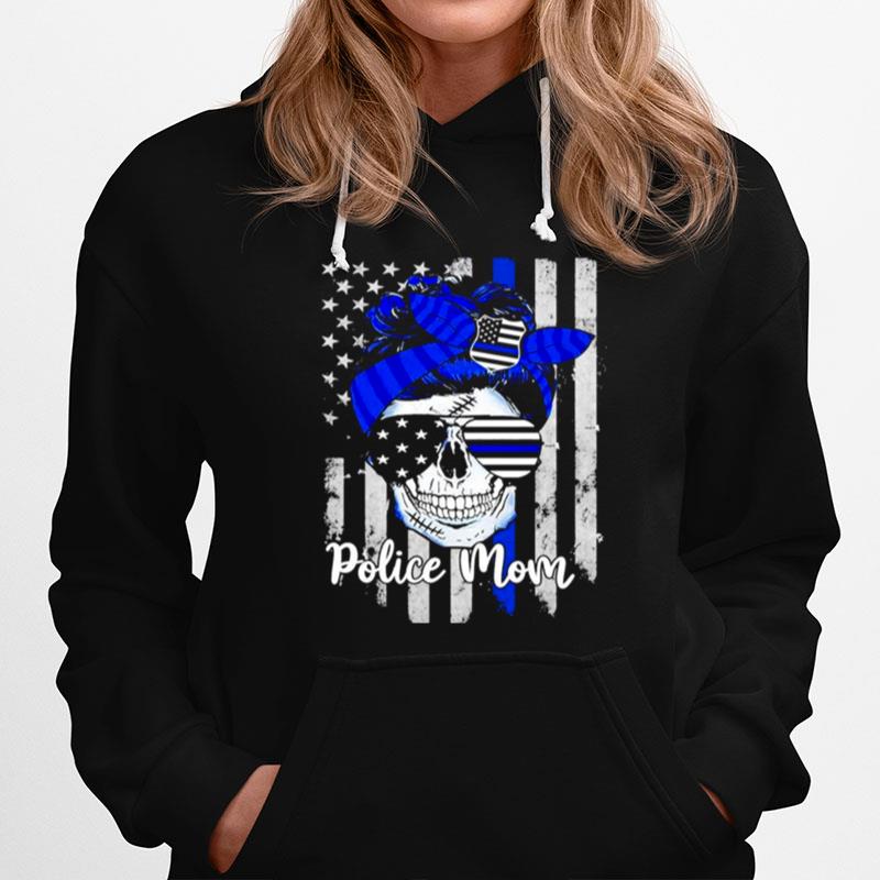 American Flag With Police Mom Skull T-Shirt