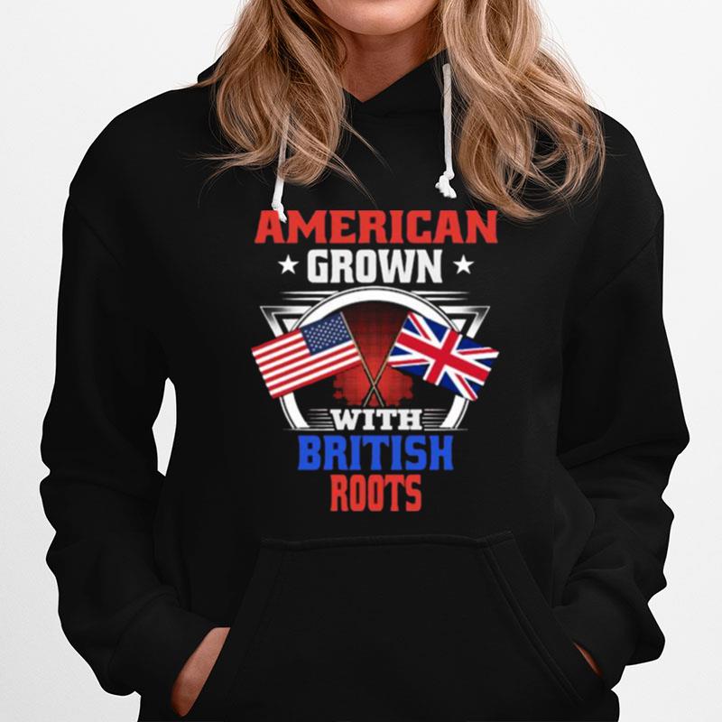 American Grown British Roots Great Britain America Flag Hoodie