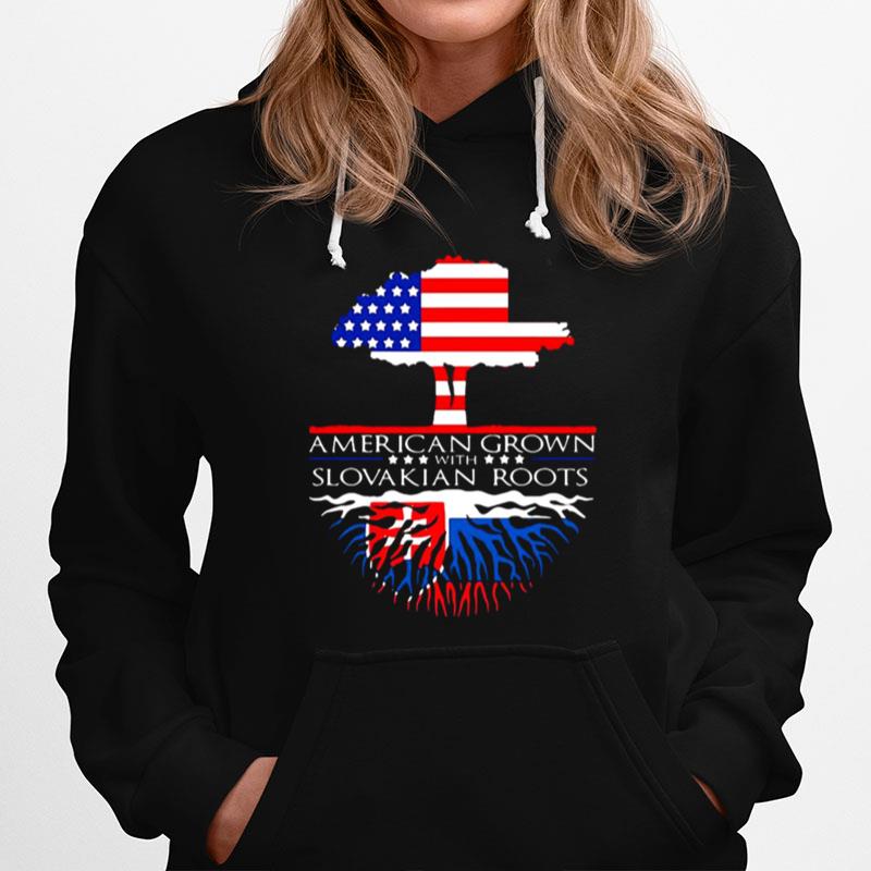 American Grown With Slovakian Roots Tree Flag Us Slovak Hoodie