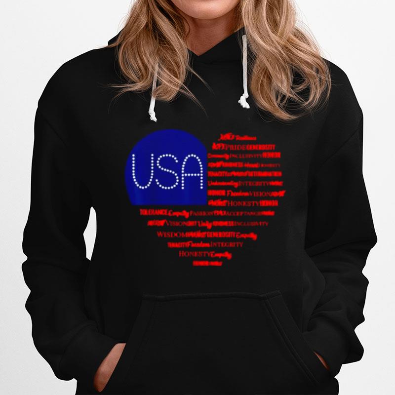 American Usa Flag Love Heart 4Th Of July Hoodie