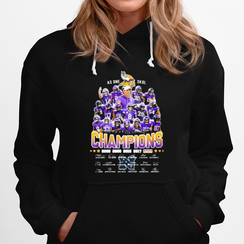 As One Skol Vikings Nfc North Champions 2022 Signatures Hoodie