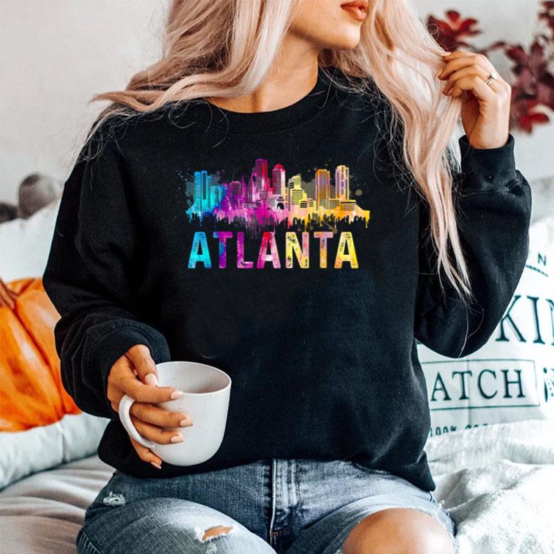 Atlanta Georgia Retro Watercolor Skyline Gifts Sweater