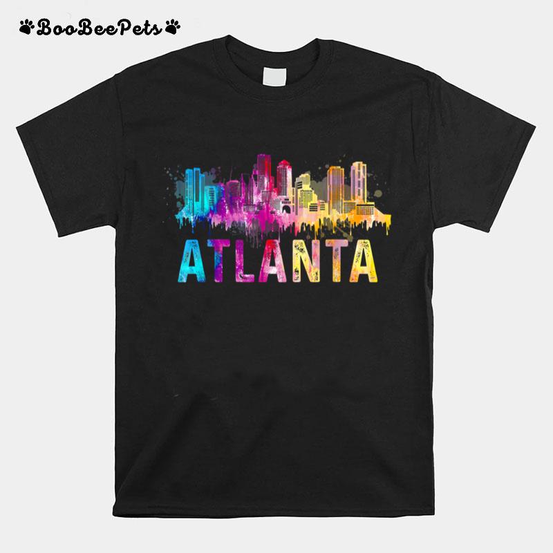 Atlanta Georgia Retro Watercolor Skyline Gifts T-Shirt