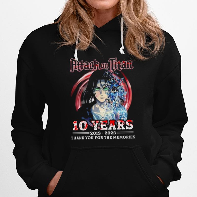 Attack On Titan 10 Years 2013 - 2023 Thank You For The Memories Signatures Hoodie