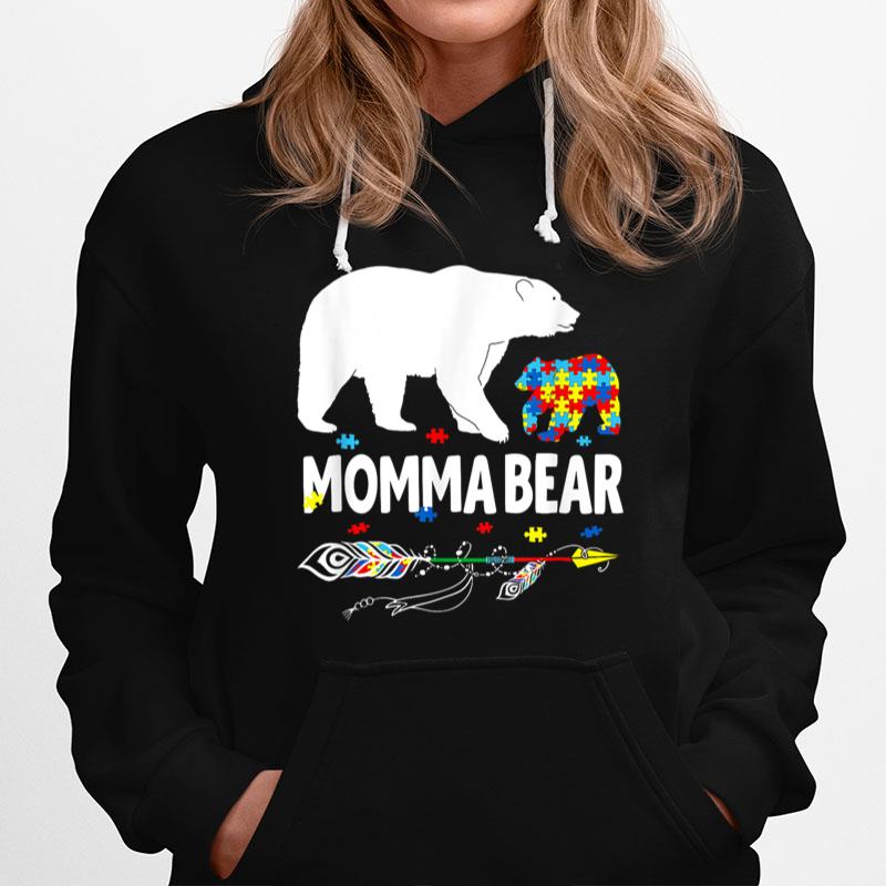 Autism Awareness Gift Momma Bear Support Autistic Autism Mom Hoodie