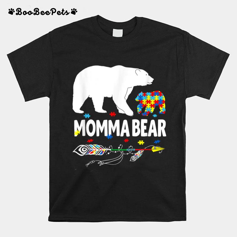 Autism Awareness Gift Momma Bear Support Autistic Autism Mom T-Shirt