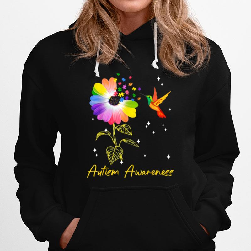 Autism Flower Humming Bird Autism Awareness Puzzle T-Shirt