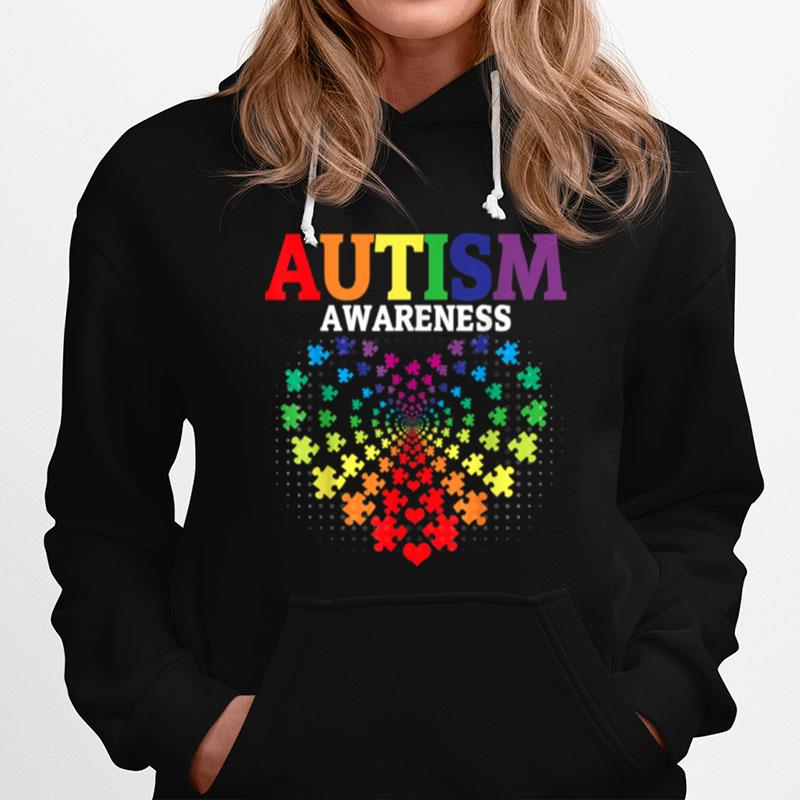 Autism Heart Puzzle Pieces Rainbow Heart Autism Awareness T-Shirt
