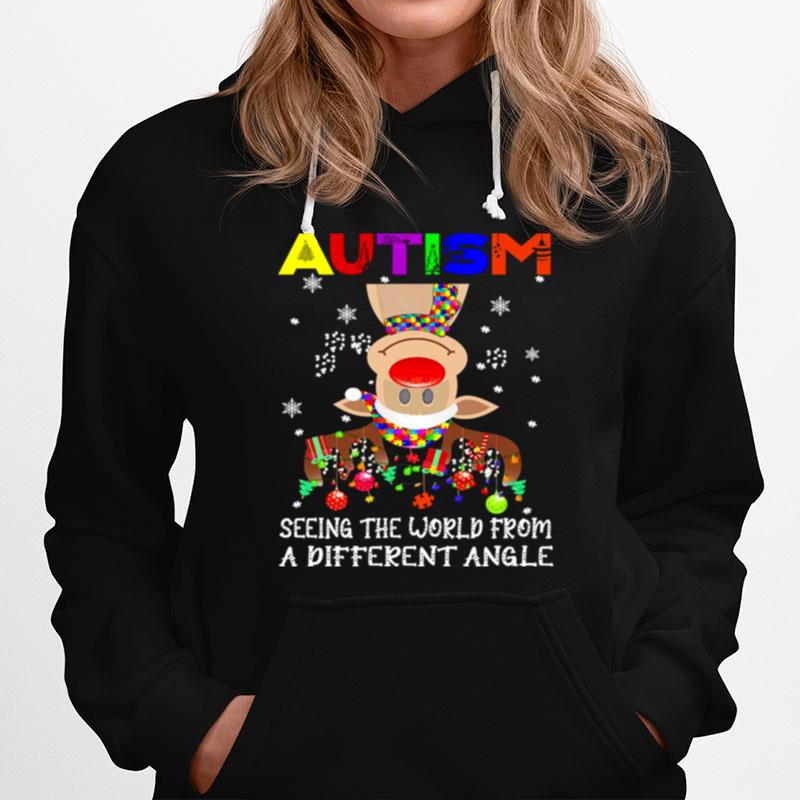 Autism Seeing The World From A Different Angle Pig Christmas Sweater Hoodie