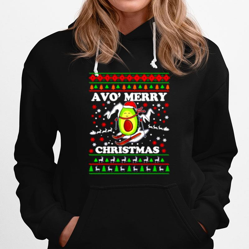 Avocado Snow Slide Merry Christmas T-Shirt