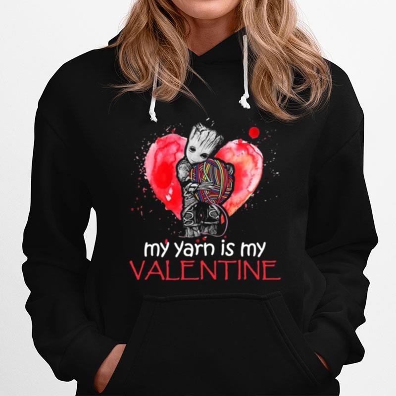 Baby Groot Hug Crochet My Yarn Is My Valentine Heart Hoodie