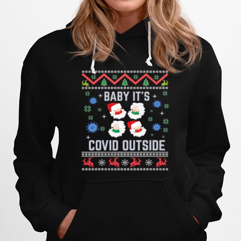 Baby Its Covid Outside Santa Wear Mask Ugly Christmas Hoodie