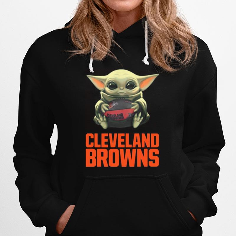 Baby Yoda Hug Cleveland Browns Logo Hoodie