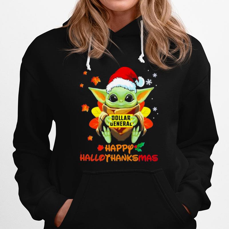 Baby Yoda Hug Dollar General Happy Halloween Thank Christmass 2022 Hoodie
