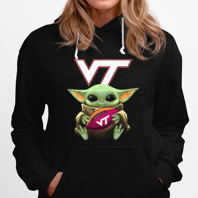 Baby Yoda Hug Virginia Tech Football Hoodie