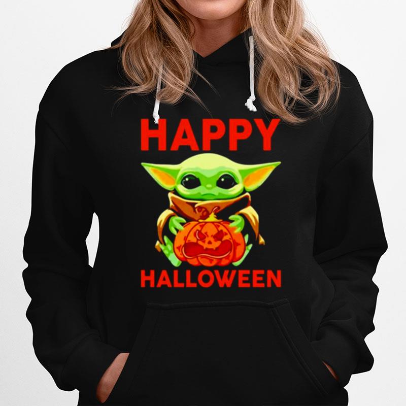 Baby Yoda Pumpkin Happy Halloween Unisex Hoodie