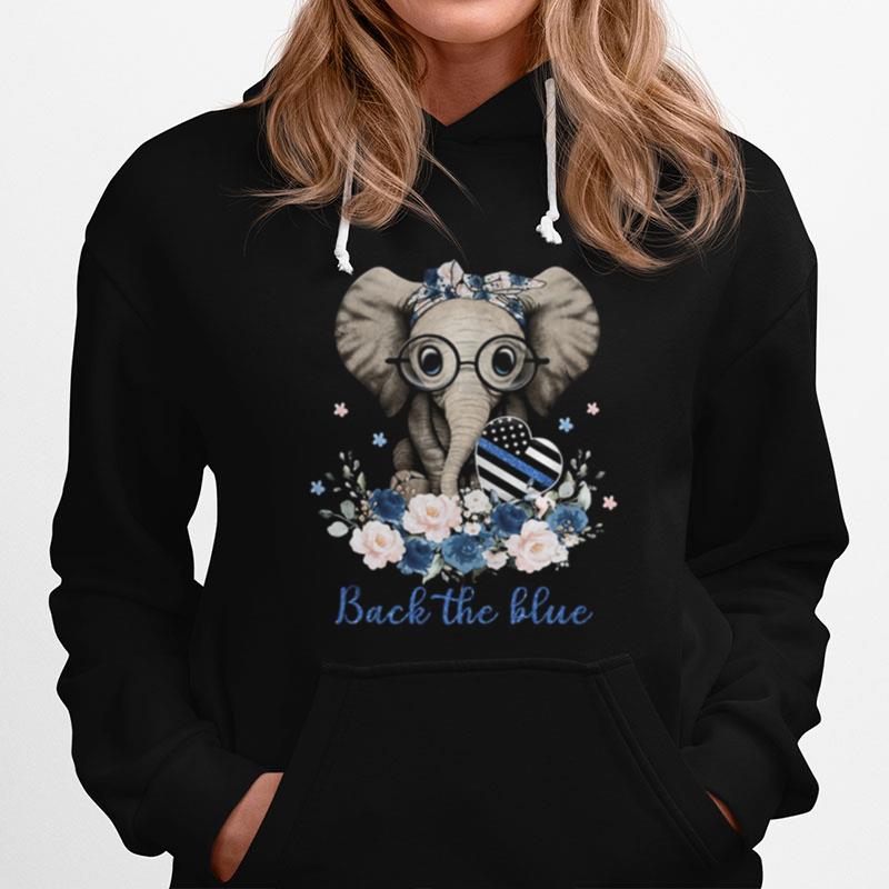 Back The Blue Elephants Heart Glasses Flower Cute Hoodie