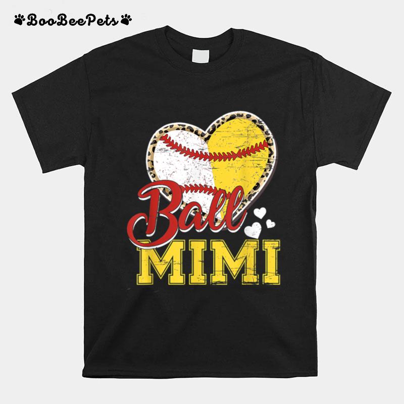 Ball Mom Baseball Softball Mimi Team Sports T-Shirt