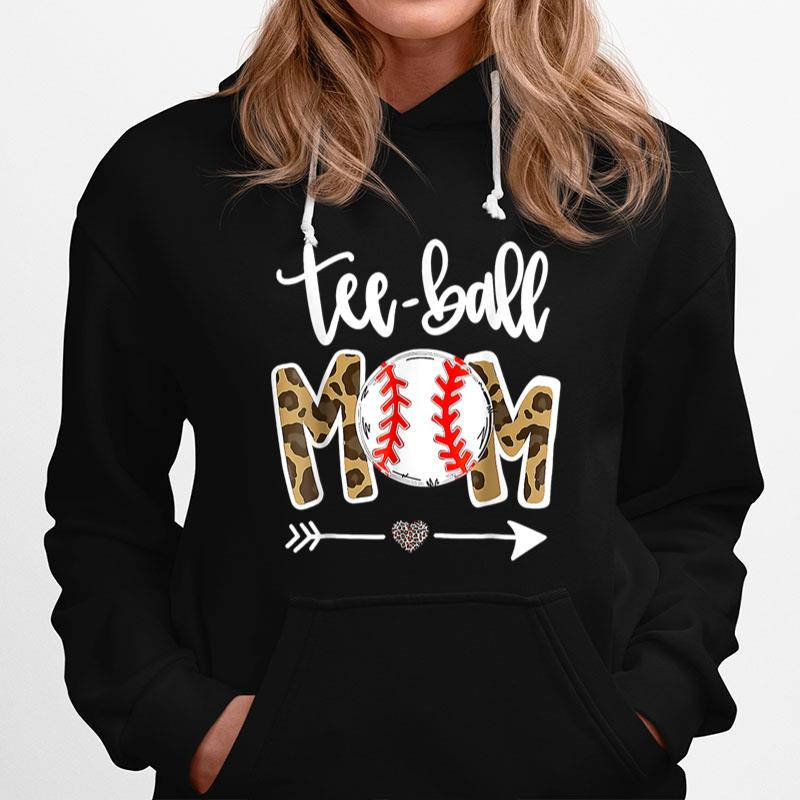 Ball Mom Mother's Day Gift Teeball Mom Leopard Funny Hoodie