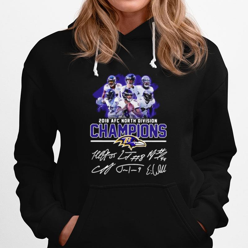 Baltimore Ravens 2018 Afc North Division Champion Signatures T-Shirt