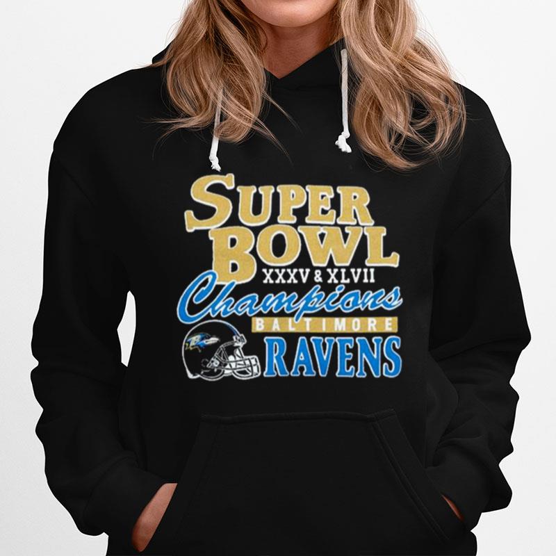 Baltimore Ravens 2 Time Super Bowl Champions T-Shirt