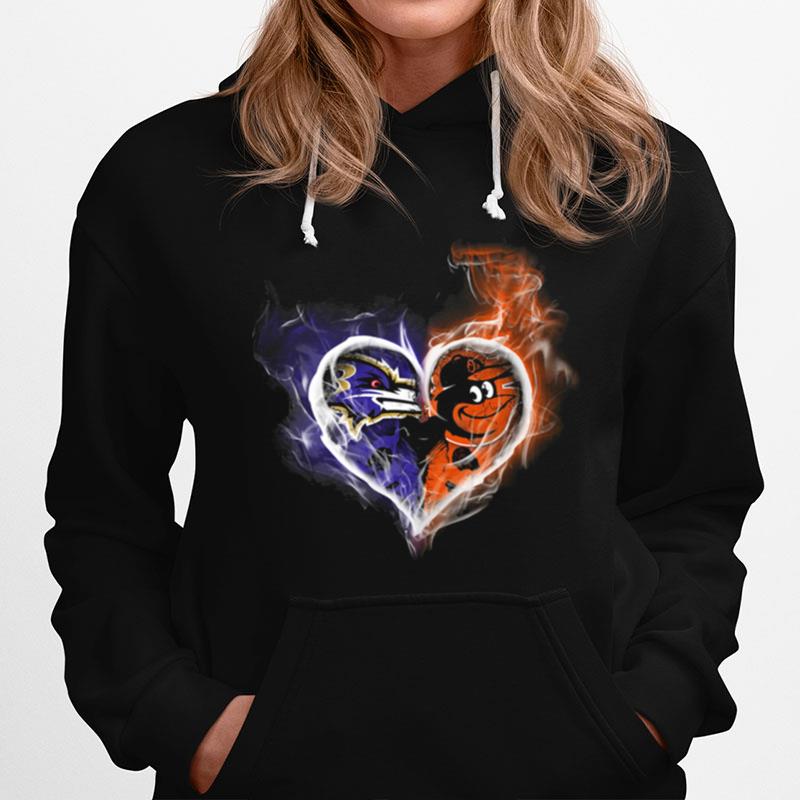 Baltimore Ravens And Baltimore Orioles Skull Love T-Shirt
