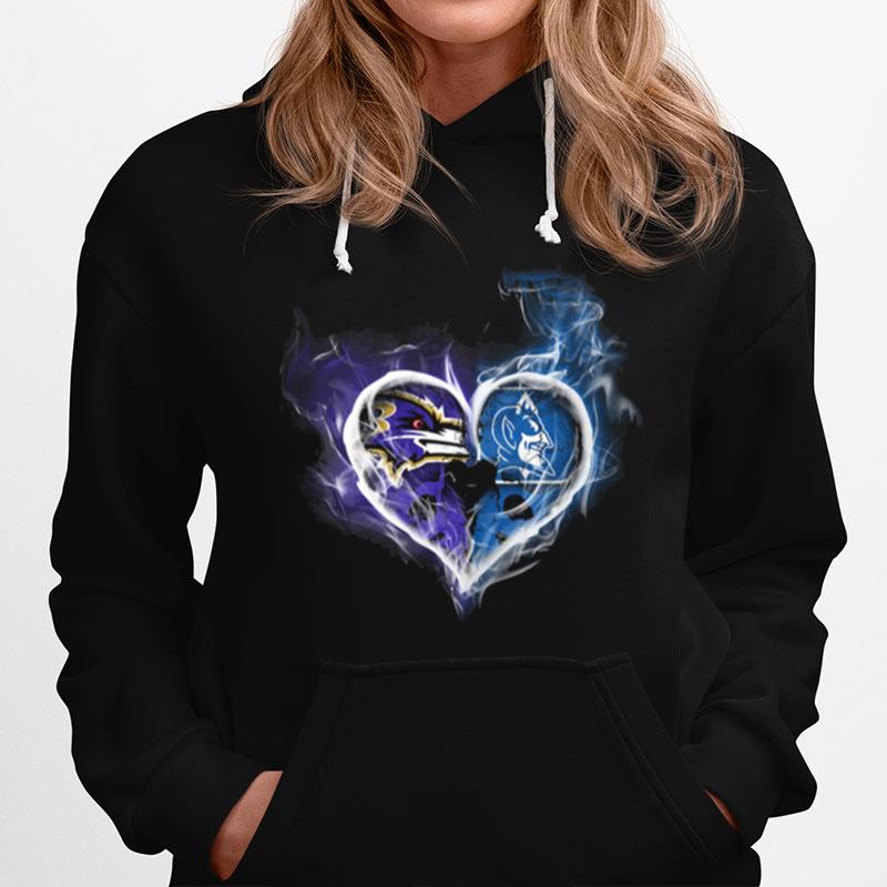 Baltimore Ravens And Duke Blue Devils Skull Love T-Shirt