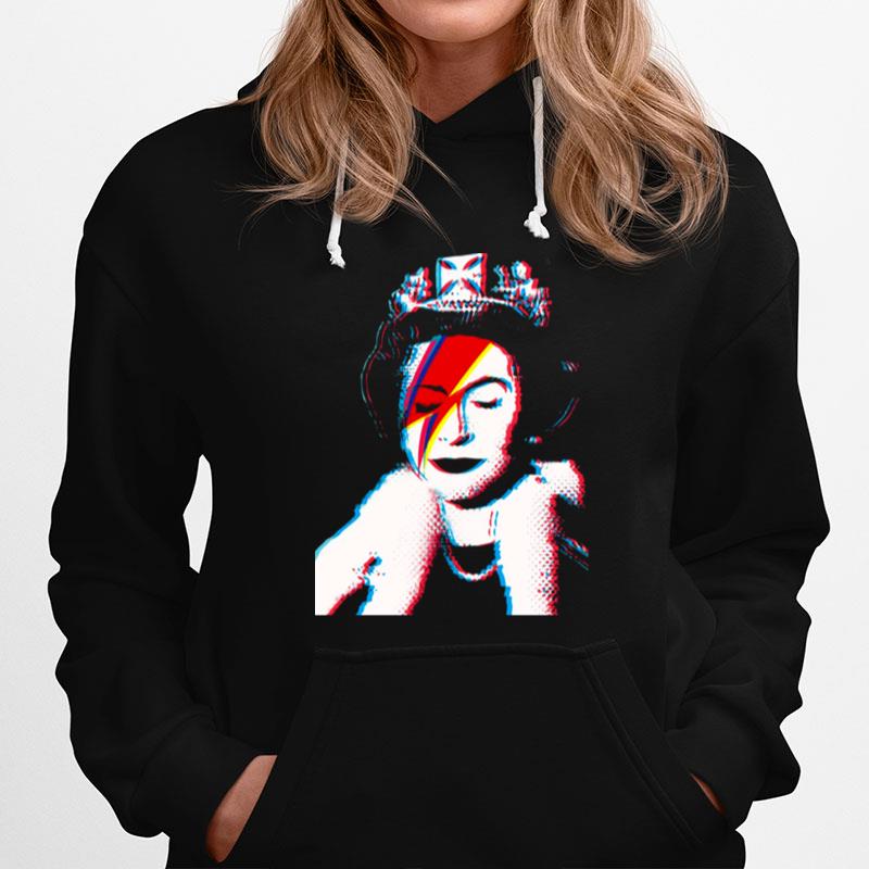 Banksy Uk England God Save The Queen Elisabeth With David Bowie Rockband Face Makeup Hoodie