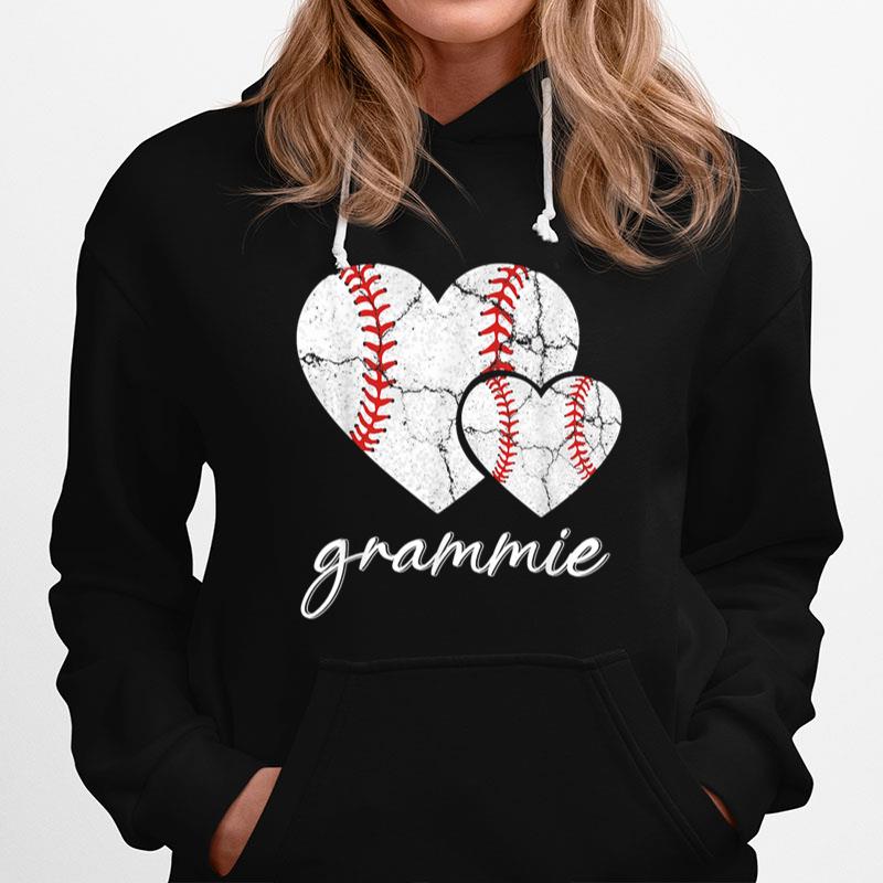 Baseball Grammie Heart Ball Funny Proud Grammie Mothers Day Hoodie