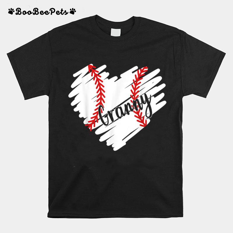 Baseball Granny Heart Ball Happy Mothers Day Women Grandma T-Shirt