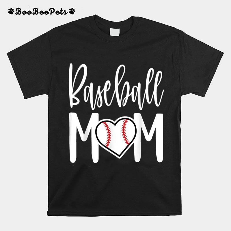 Baseball Mom Heart Gift For Sports Moms T-Shirt