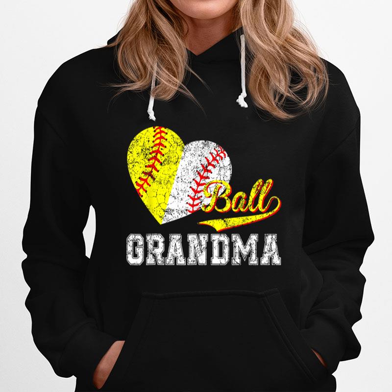 Baseball Softball Ball Heart Grandma Mother'S Day Hoodie