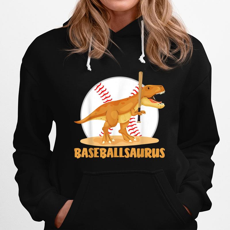 Baseball Playing Trex Funny Dino Sport Hoodie