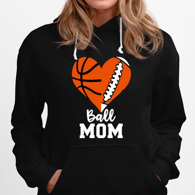 Baseketball And Baseball Heart Ball Mom Hoodie