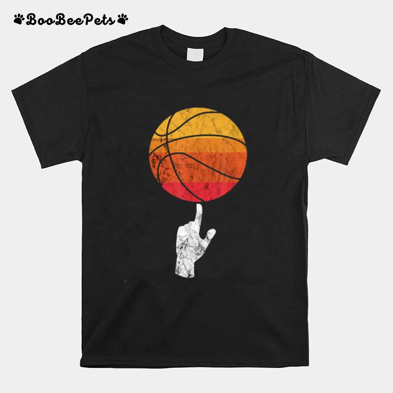 Basketball Playing Basketball Sports Vintage Retro Sunset T-Shirt