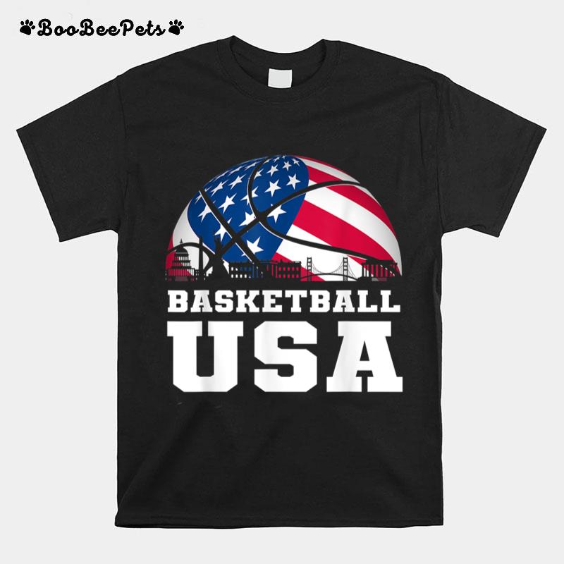 Basketball Usa Support The Team Tshirt Usa Flag Dream T-Shirt