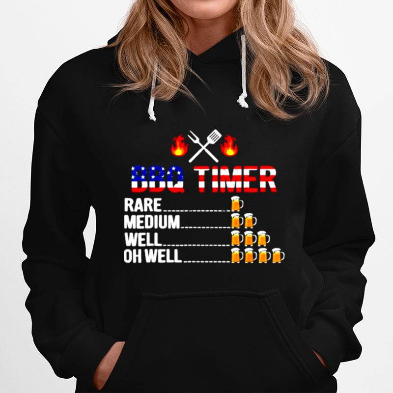 Bbq Timer Barbecue Beer Lover Usa Flag Funny 4Th Of July Hoodie