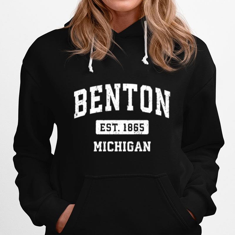 Benton Michigan Mi Vintage Sports Established Design Hoodie