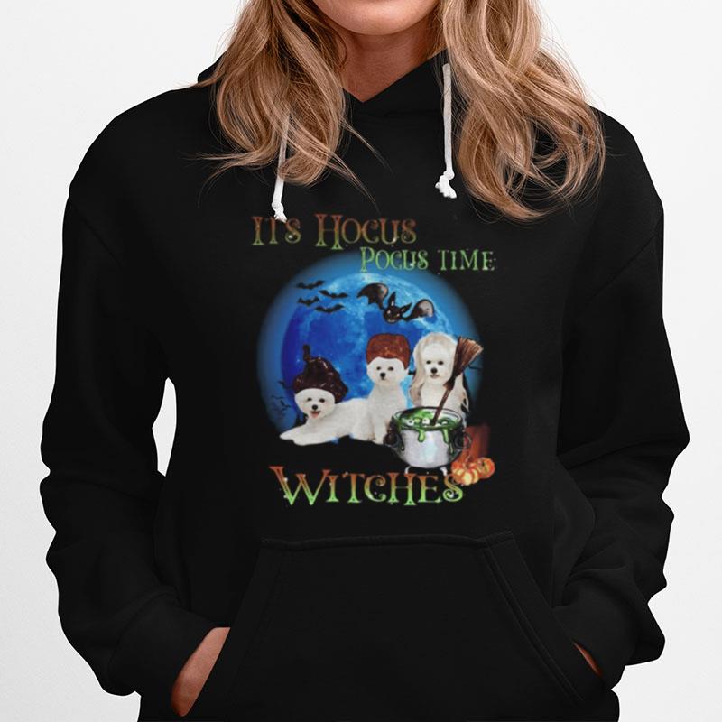 Bichon Fries Halloween It'S Hocus Pocus Time Witches Hoodie