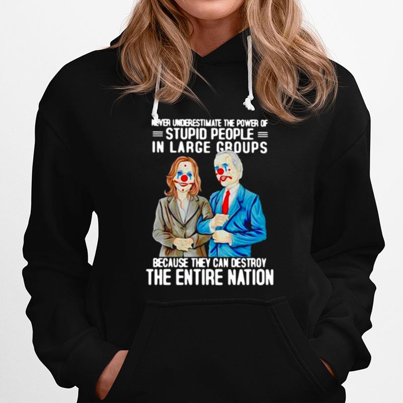 Biden Harris Never Underestimate The Power Of Stupid People In Large Groups Because They Can Destroy The Entire Nation Hoodie