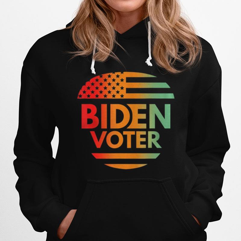 Biden Voter American Flag Vintage Retro Hoodie