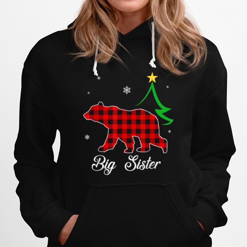 Big Sister Bear Red Plaid Christmas Hoodie