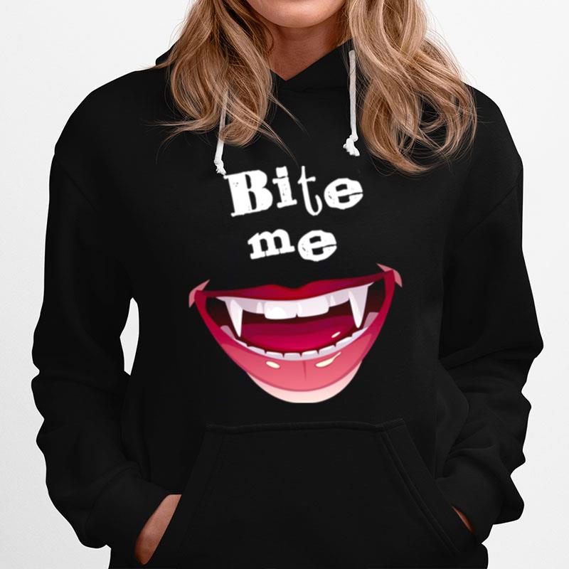 Bite Me First Kill Lesbi Series Vampire Teeth Blood Hoodie