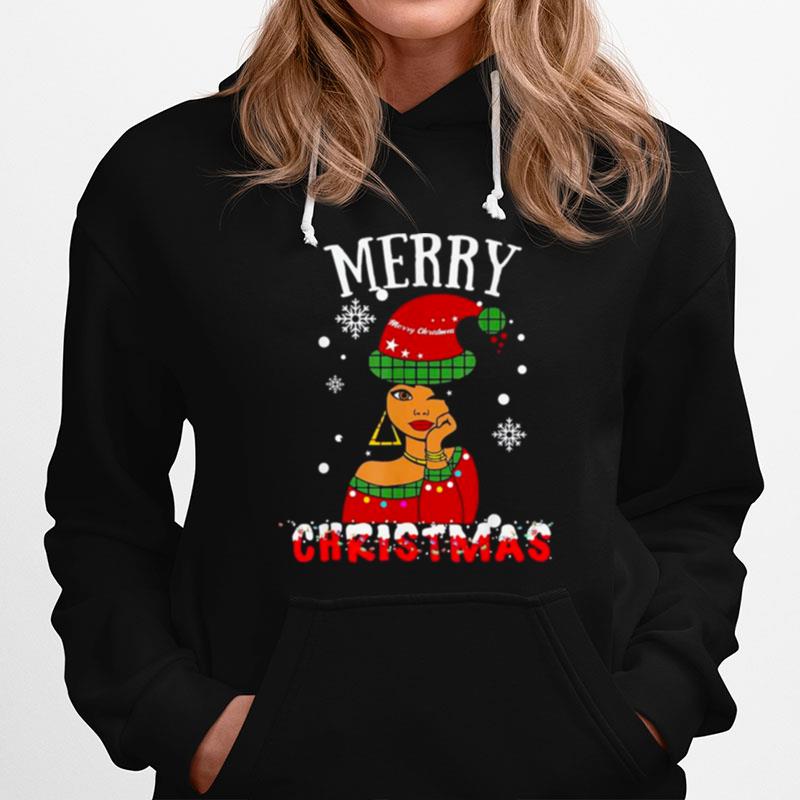 Black African American Merry Christmas Melanin Women Santa Hoodie