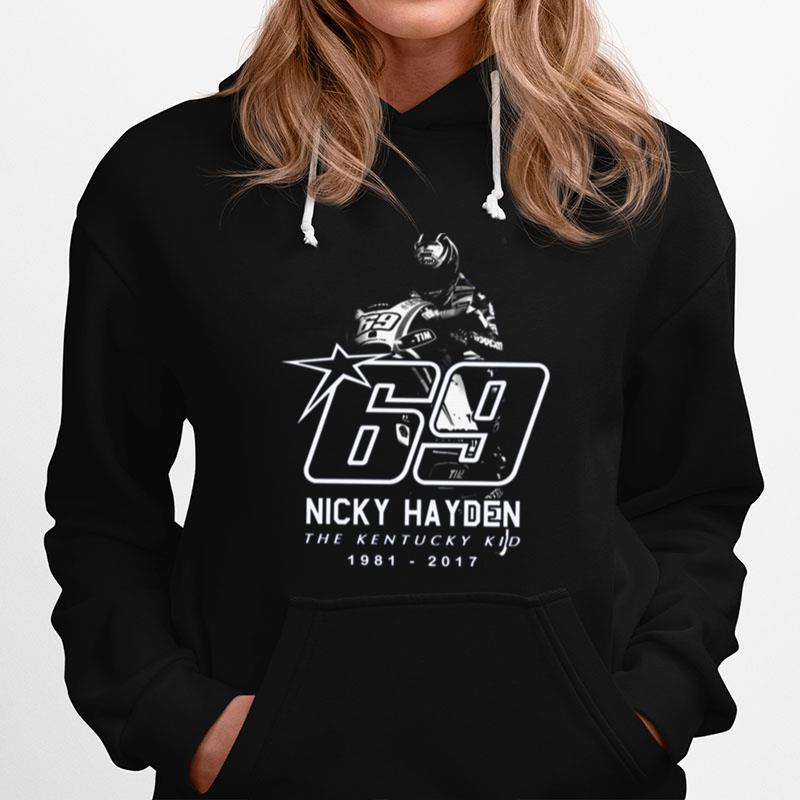 Black And White Art Nicky Hayden 69 Motorcycle Racer Hoodie