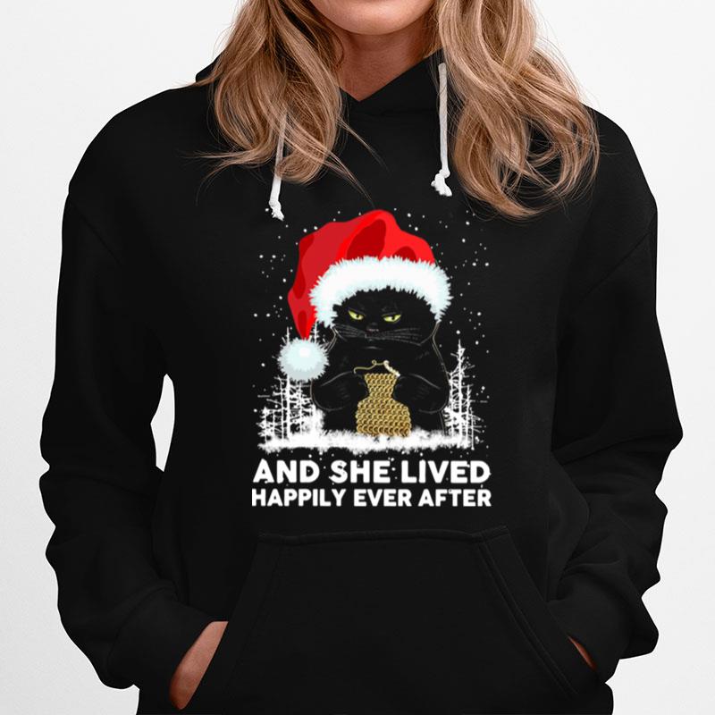Black Cat And She Lived Happily Ever After Christmas Hoodie