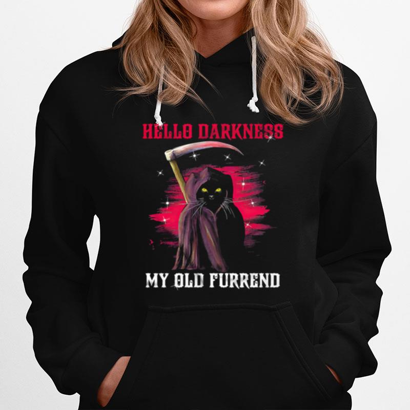 Black Cat Death Hello Darkness My Old Friend Hoodie