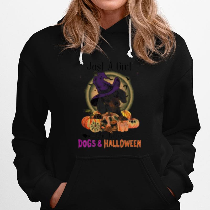 Black Dachshund Just A Girl Who Loves Dogs And Halloween Hoodie