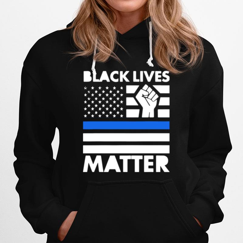 Black Lives Matters Blue Thin Line American Flag Hoodie