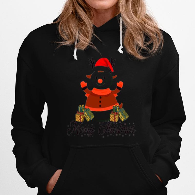 Black Text Merry Christmas Snowman Hoodie
